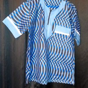 Traditional African shirt made in Uganda men's size 1XL